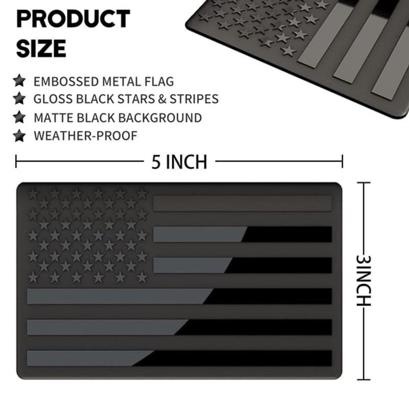 3D All-Black American Flag Emblem Decal